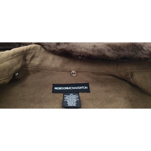 Chore Fall Coat Norton McNaughton Sz 10 Faux Fur Removable Collar Front Pockets - Picture 7 of 12